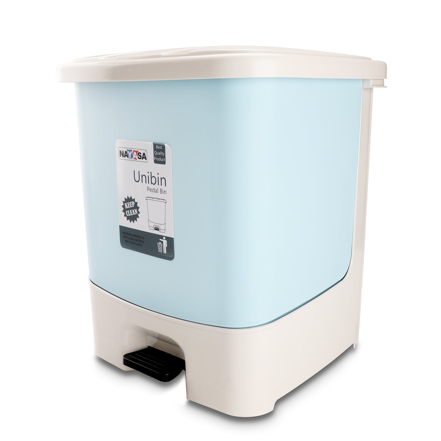 Unibin Square Dustbin Light Blue / 20 Ltrs