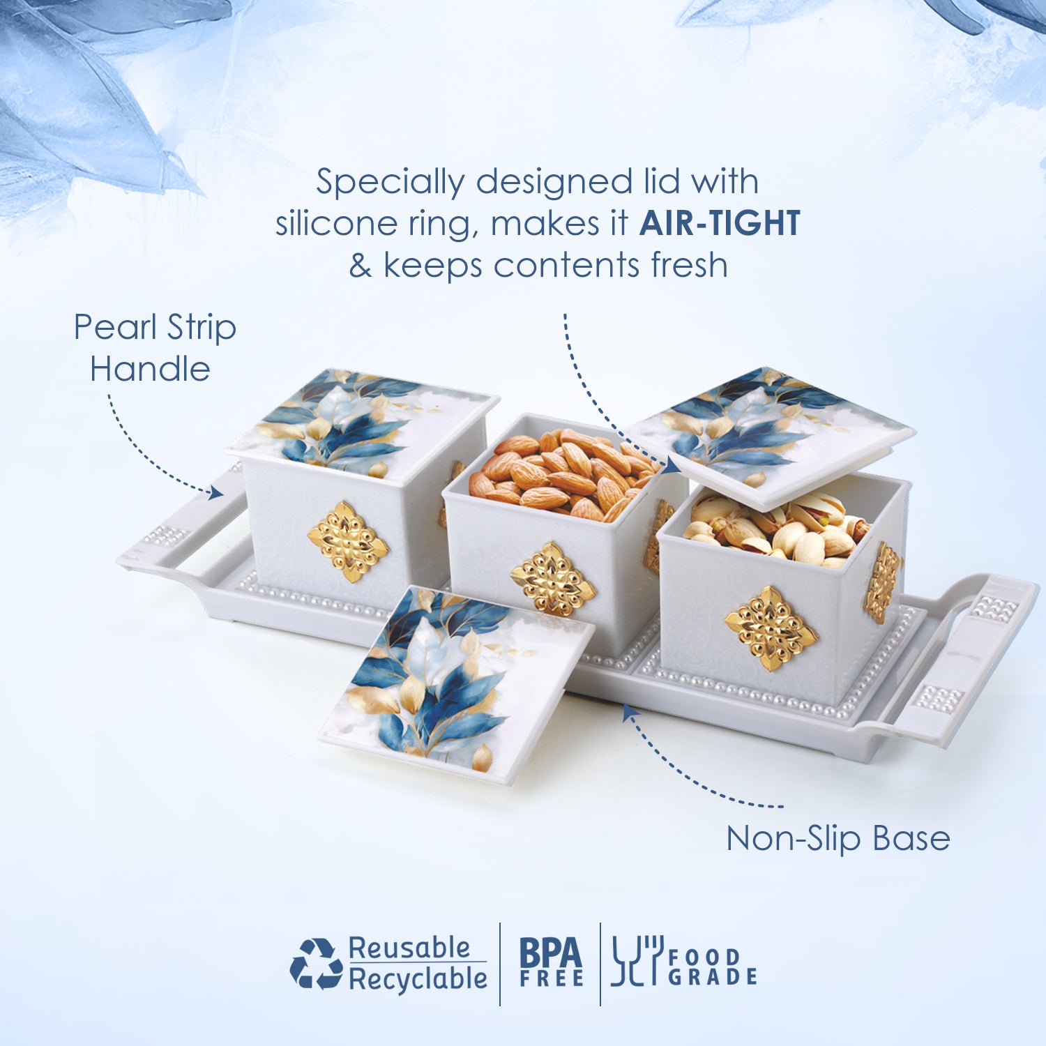 Pearl Dry Fruit Container Set of 3