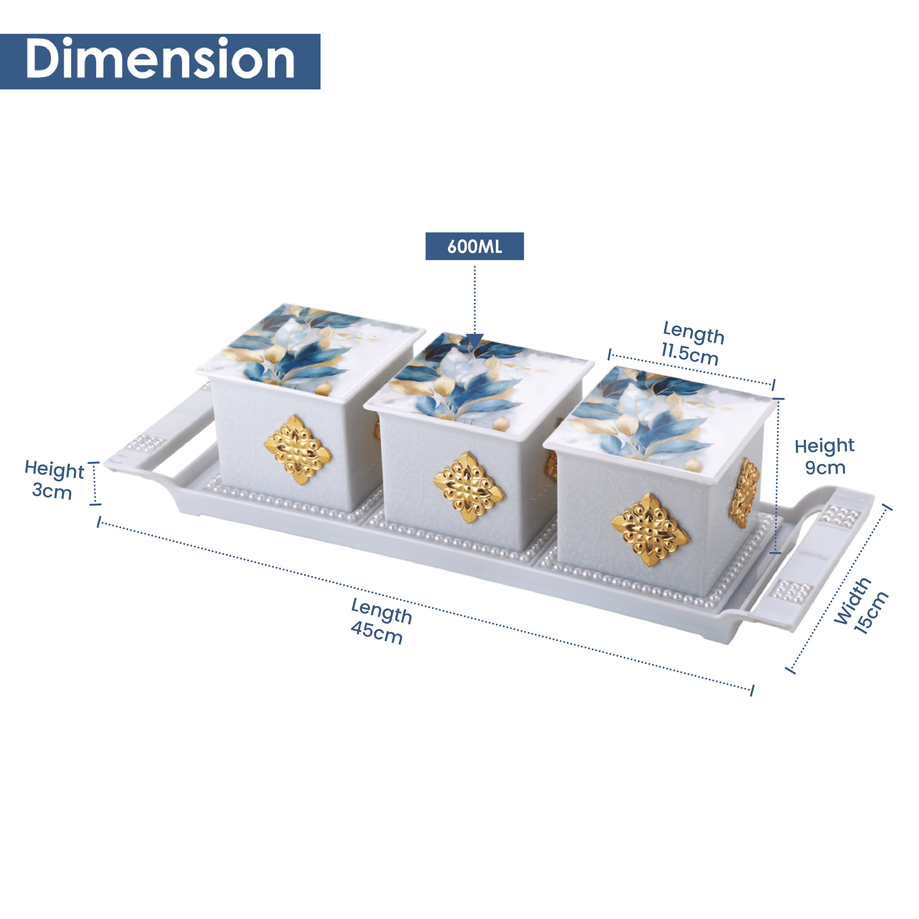 Pearl Dry Fruit Container Set of 3