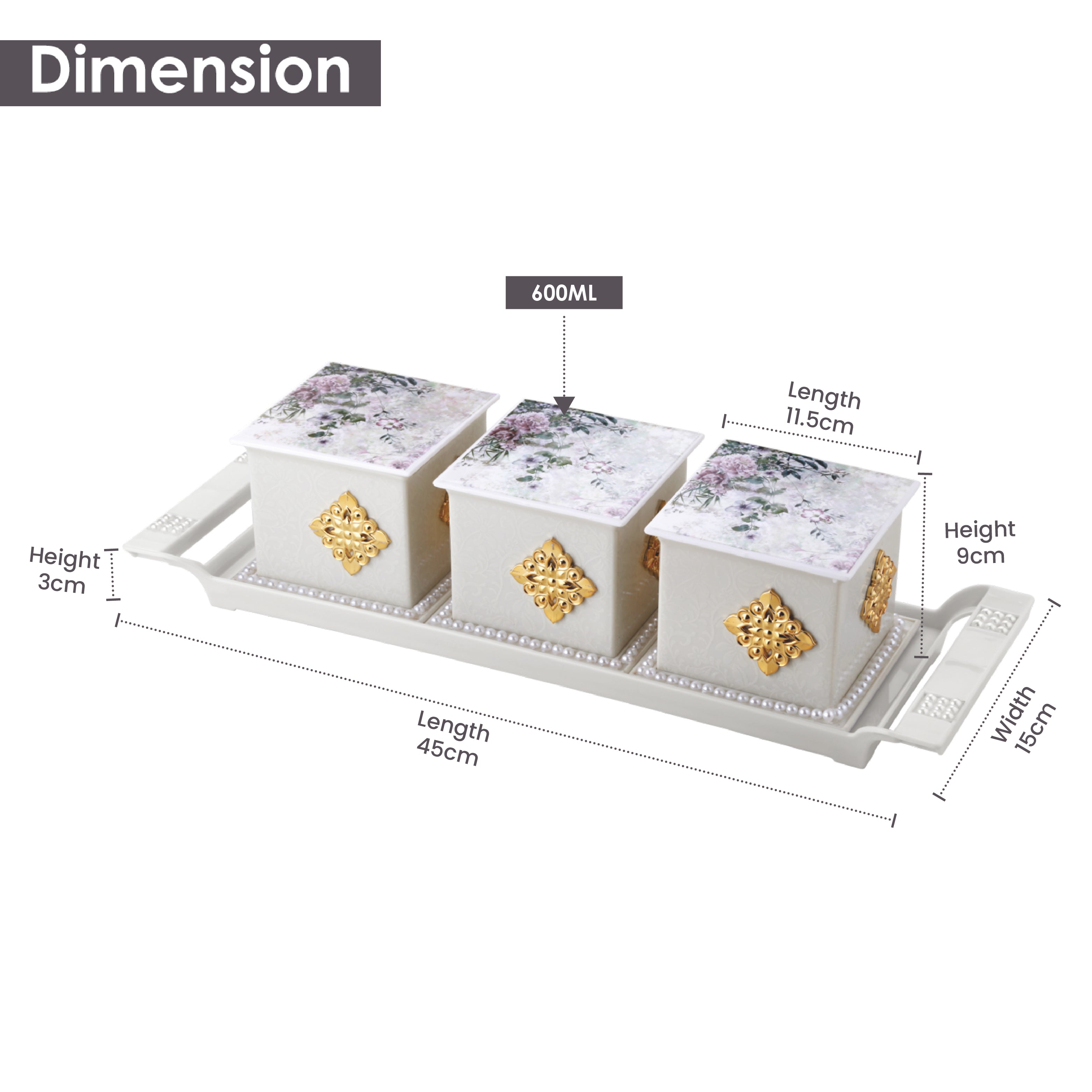 Pearl Dry Fruit Container Set of 3