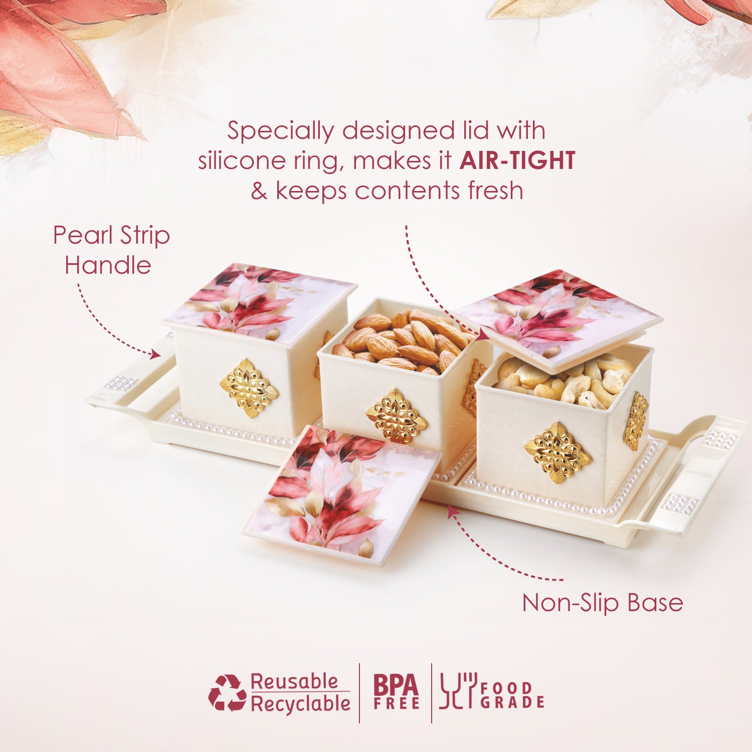 Pearl Dry Fruit Container Set of 3