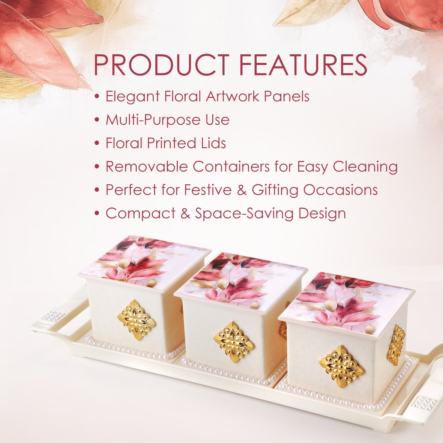 Pearl Dry Fruit Container Set of 3