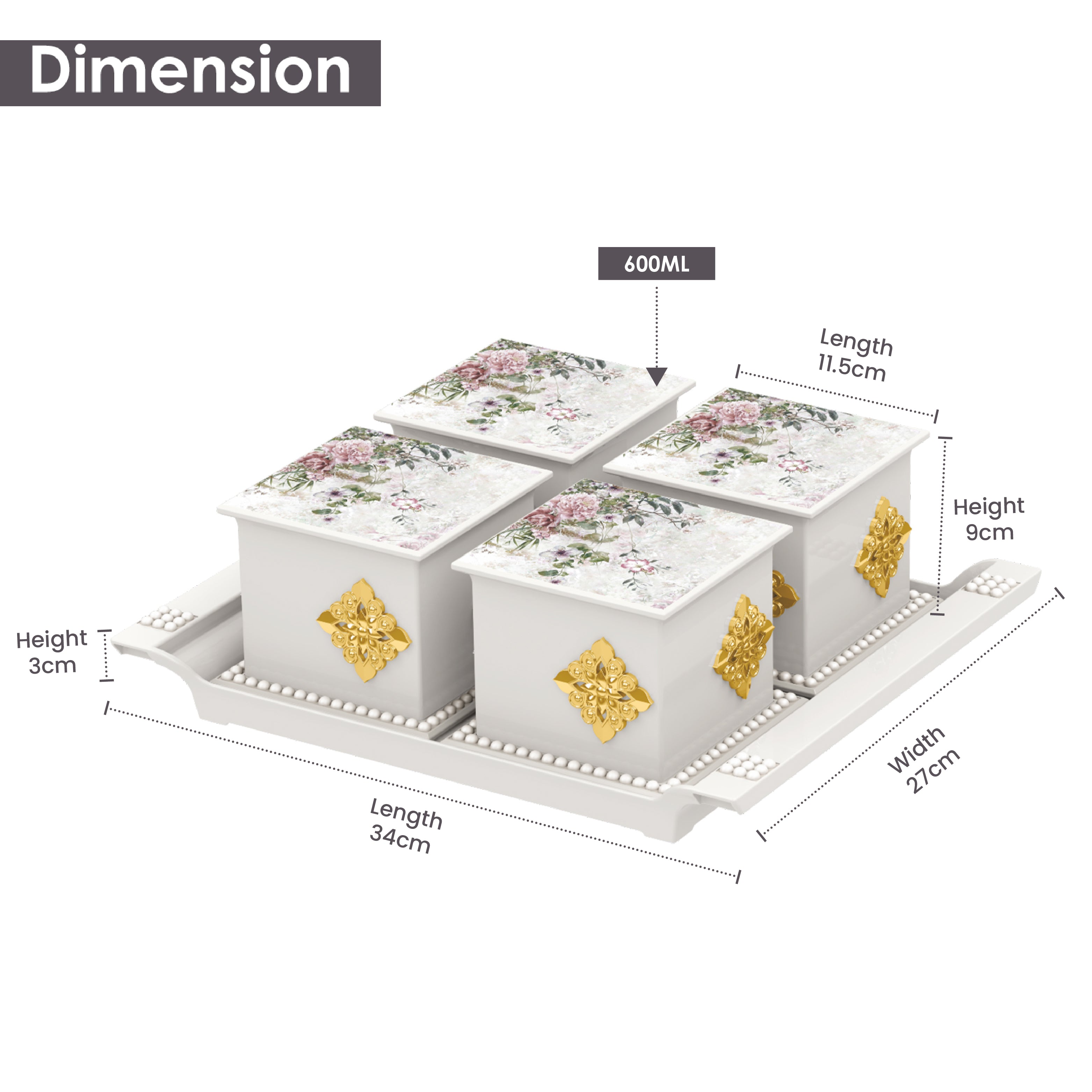 Pearl Dry Fruit Container Set of 4