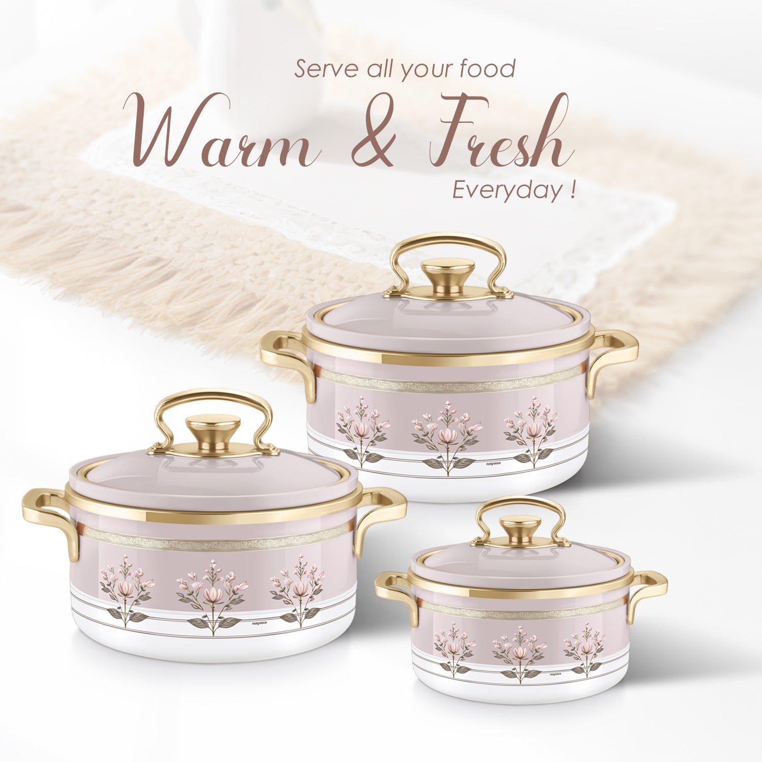 Rachel Casserole small set, 500ml, 1000ml, 1500ml