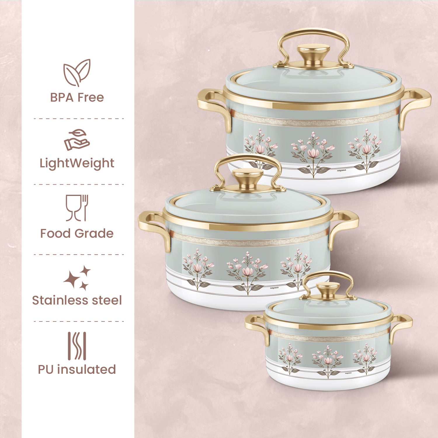 Rachel Casserole small set, 500ml, 1000ml, 1500ml