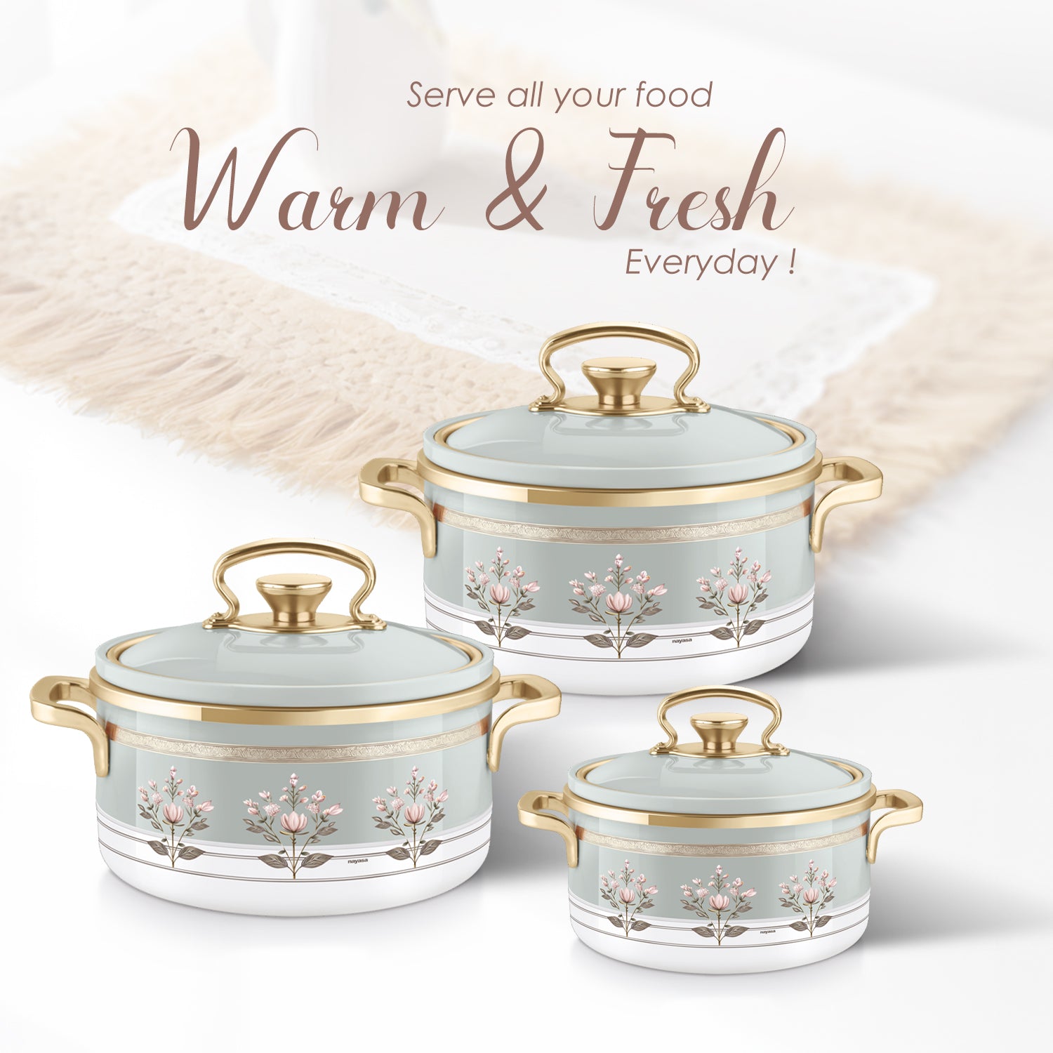 Rachel Casserole small set, 500ml, 1000ml, 1500ml