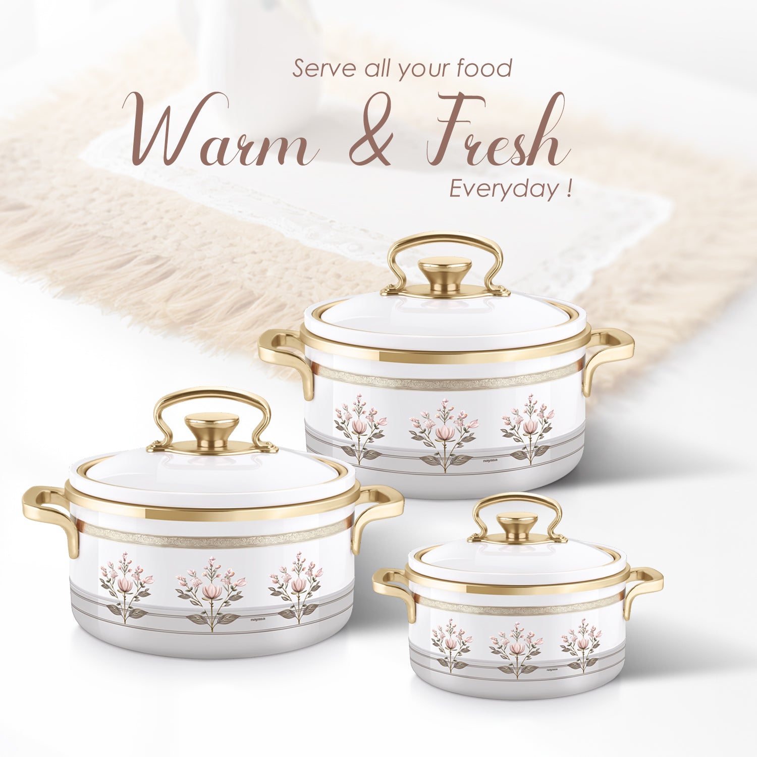 Rachel Casserole small set, 500ml, 1000ml, 1500ml