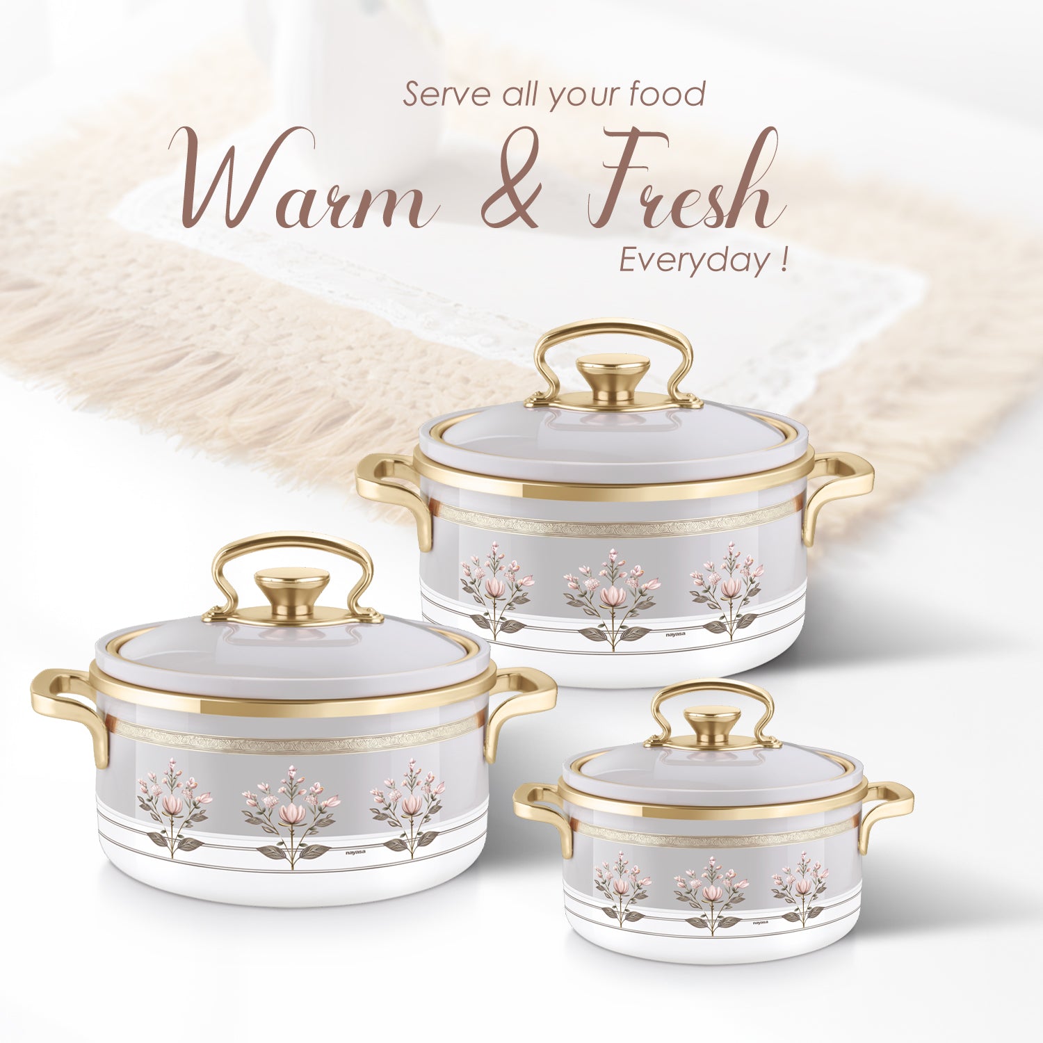 Rachel Casserole small set, 500ml, 1000ml, 1500ml