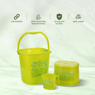 Funk 3 Pieces Bathroom Set - 18 ltr + 1.5 Mug + Stool