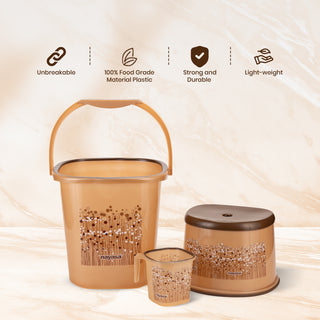 Funk 3 Pieces Bathroom Set - 18 ltr + 1.5 Mug + Stool