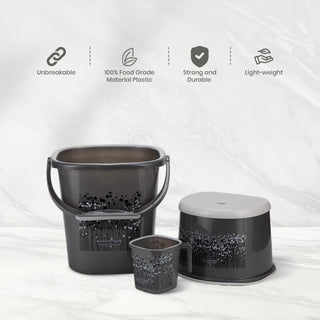 Funk 3 Pieces Bathroom Set - 18 ltr + 1.5 Mug + Stool